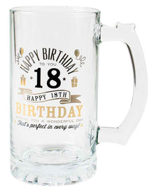  Glass 18th Tankard Happy Birthday Gld/Silv 470ml