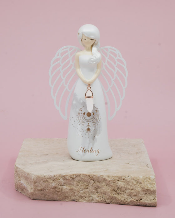 Figurine Angel Crystal Clear Quartz Healing