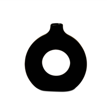  Vase Black Pipe Round 20.5x21cm